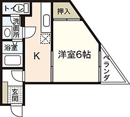 國廣ビル 3階1Kの間取り