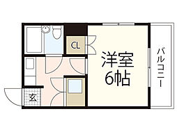 BAUHAUS千田町2 1Kの間取図画像