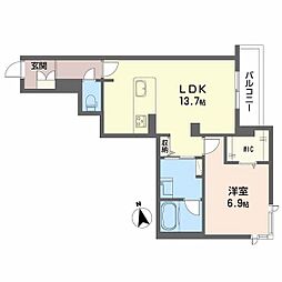 メゾン　ナカムラ 2階1LDKの間取り