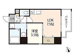 KatayamaBLD22 3階1LDKの間取り