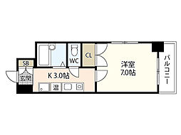 エミネンスオクダ 4階1Kの間取り
