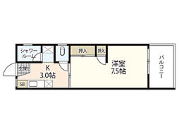 寿栄ビル6（シックス） 1階1Kの間取り