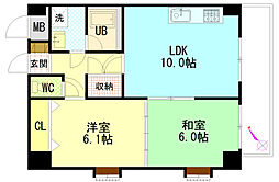 アヴァンセ中筋 5階2LDKの間取り