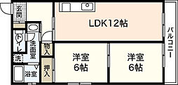 K1ハイム東雲 2LDKの間取図画像