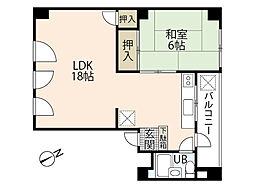 大田ビル 1LDKの間取図画像