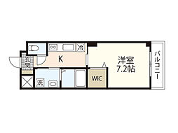 グレーシア草津 2階1Kの間取り