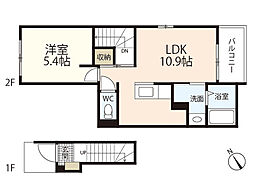 グリーンハウス 2階1LDKの間取り