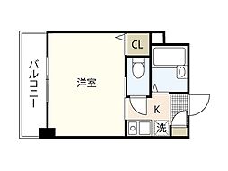 比治山エコテラス 6階1Kの間取り