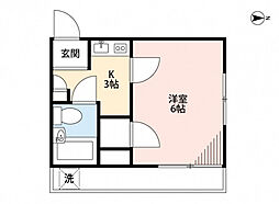 ホワイトパレス長束 1Kの間取図画像