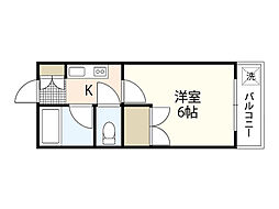 アルヴェール庚午 4階1Kの間取り
