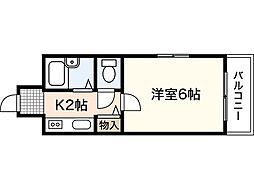 メルカード弐番館 3階1Kの間取り