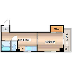 メゾン陽光 2階1DKの間取り