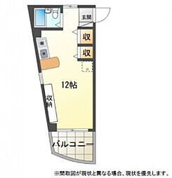 コーポピパラ 3階ワンルームの間取り