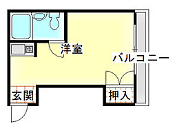竹下ビル 2階ワンルームの間取り