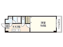 ピアチェーレ皆実 3階1Kの間取り