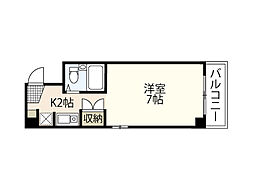 クリエーション中広 4階ワンルームの間取り