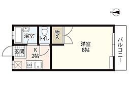 ABODE21 2階1Kの間取り