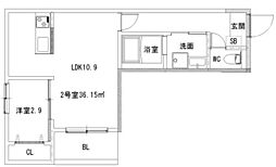 フォレスト青崎 3階1LDKの間取り