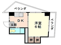 Ｃａｌｍ楠木六番館 3階1DKの間取り