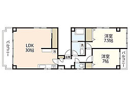 弓立ビル 2階2LDKの間取り