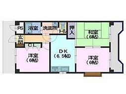 山岡アムールビル 1階3DKの間取り