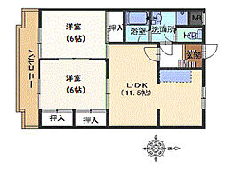 プチコーポ 2階2LDKの間取り