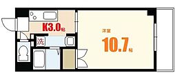 トレゾール東原 4階1Kの間取り