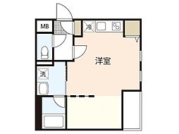 Branche宇品 4階ワンルームの間取り