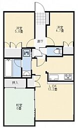 平野町パークホームズ 12階3LDKの間取り