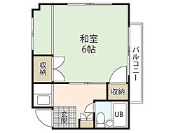 サンライズ広島(竹屋町） 5階1Kの間取り