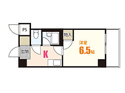 オプス6丁目 4階1Kの間取り