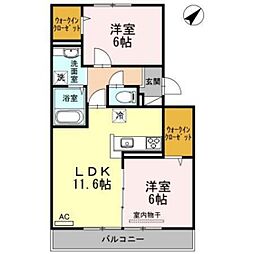 ファイブ　スリー 3階2LDKの間取り