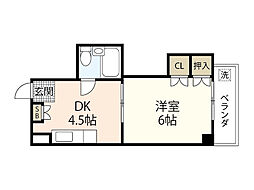 ヴィラ大州通り 6階1DKの間取り