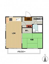 池尻ハイム舟入 6階1LDKの間取り
