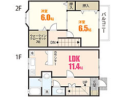 リトルＷIII 1階2LDKの間取り