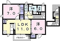 サントリア　Ｋ・I番館 2階2LDKの間取り
