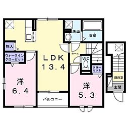 リトルノ 2階2LDKの間取り
