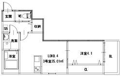 メゾンクレール地御前 1LDKの間取図画像