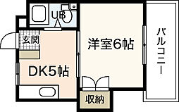 メゾンうえだ 1DKの間取図画像
