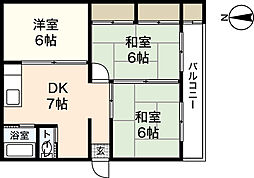 大原マンション 3DKの間取図画像