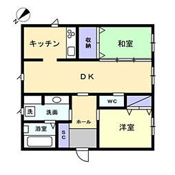 東白島パーク・ホームズ 2LDKの間取図画像