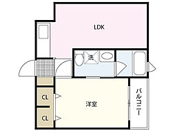 リーベ上東雲 1LDKの間取図画像