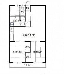 テラヤママンション 2LDKの間取図画像