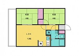 皆賀リバーサイドビル 2LDKの間取図画像