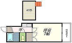エクセレント安田D館 1Kの間取図画像