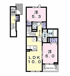 プランドール大林 2LDKの間取図画像