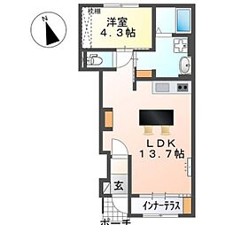 フォルマB棟 1LDKの間取図画像