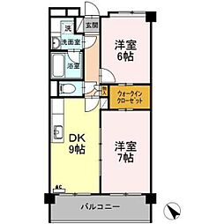 グレイスコート仁保新町 2DKの間取図画像