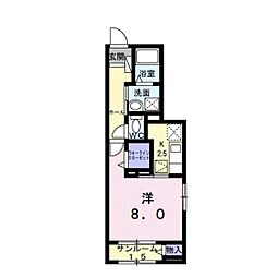 カーサ グラシオッソ A 1Kの間取図画像