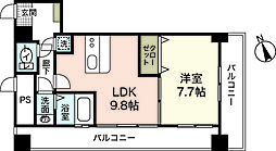 グラビスコート紙屋町 1LDKの間取図画像